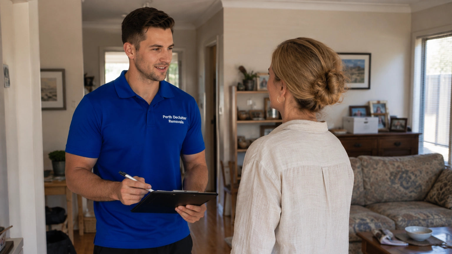 House clearance walkthrough with a homeowner before a full property clear out in Perth.